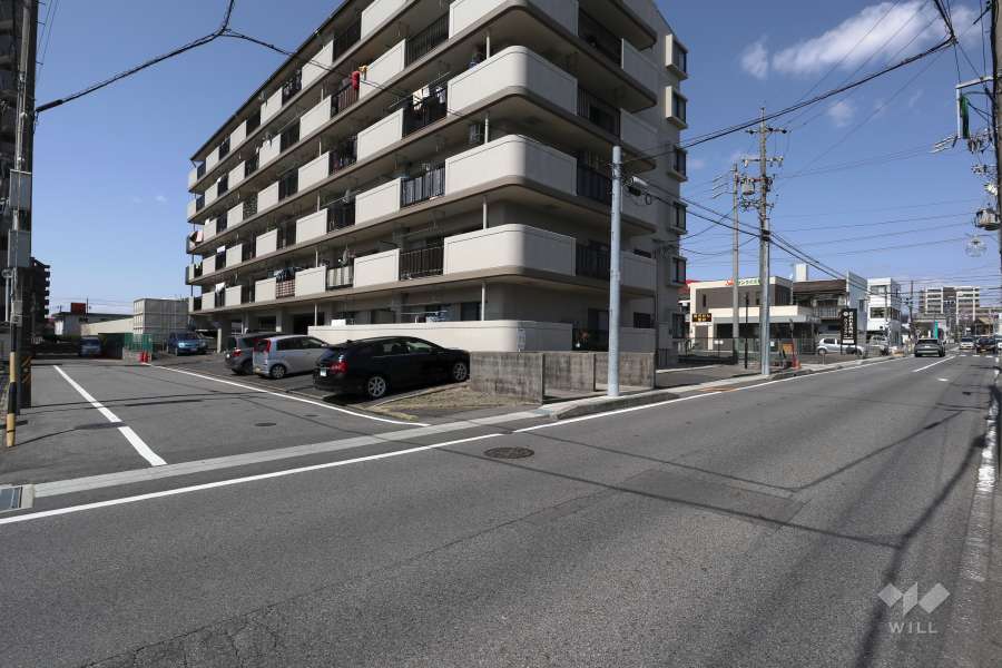 敷地南側と東側の前面道路（南東側から）