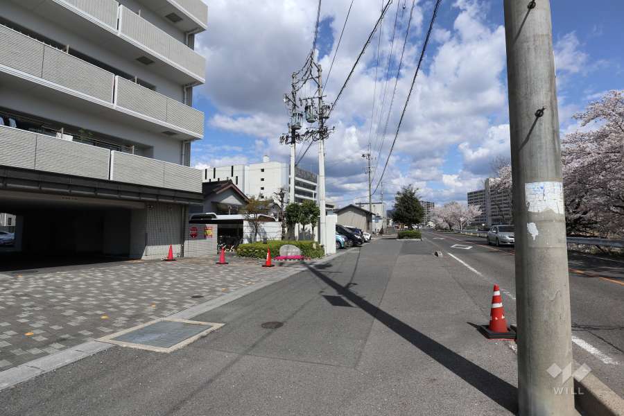 敷地南側の前面道路（西側から）