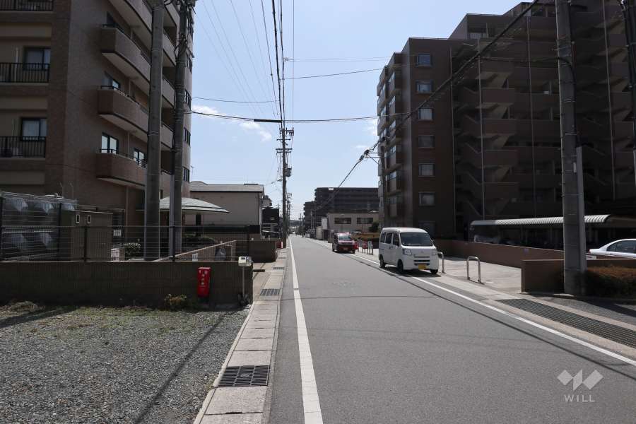 敷地東側の前面道路（北側から）