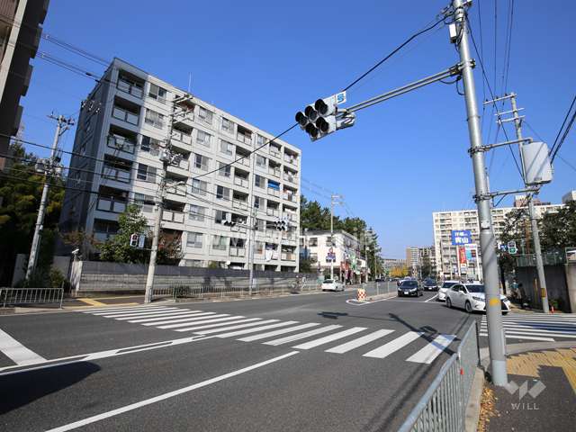 敷地の南東側は4車線の通りに面しています。