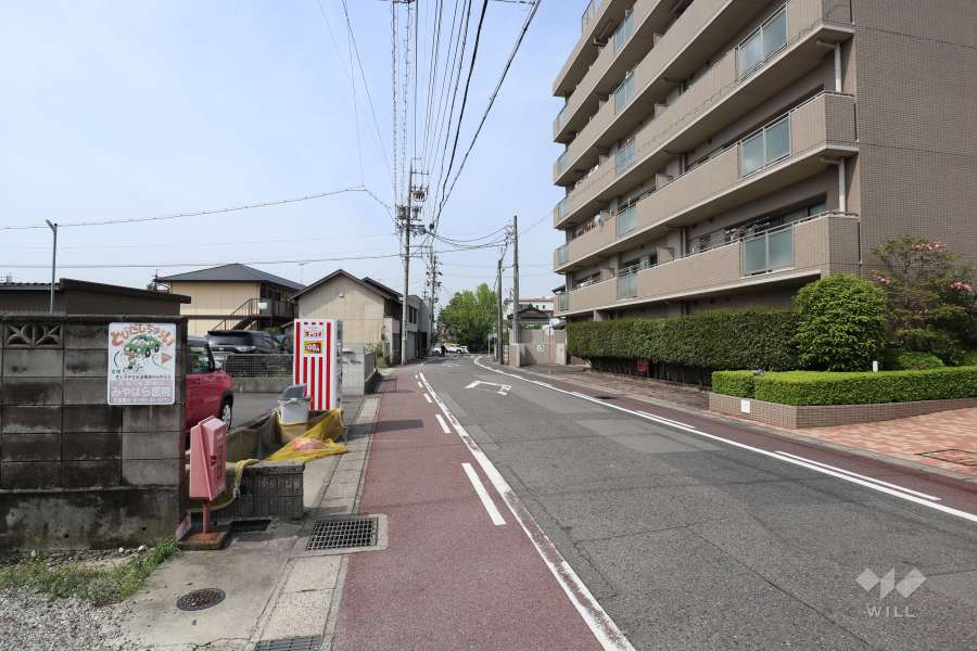 敷地南東側の前面道路（北東側から）