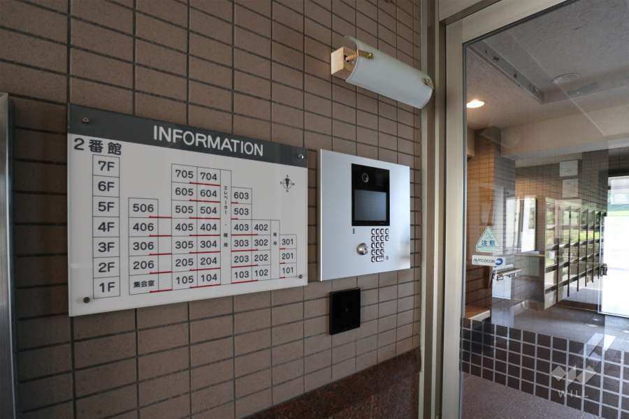 オートロックの操作盤、案内板