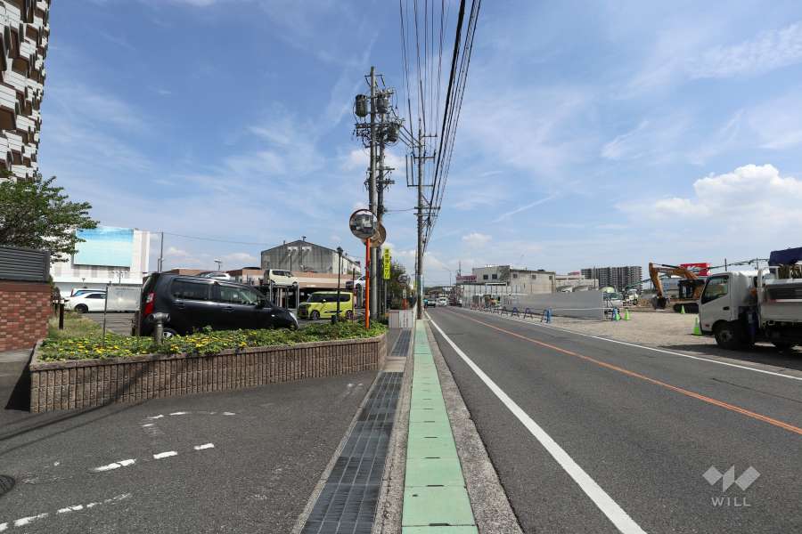 敷地南西側の前面道路（北西側から）