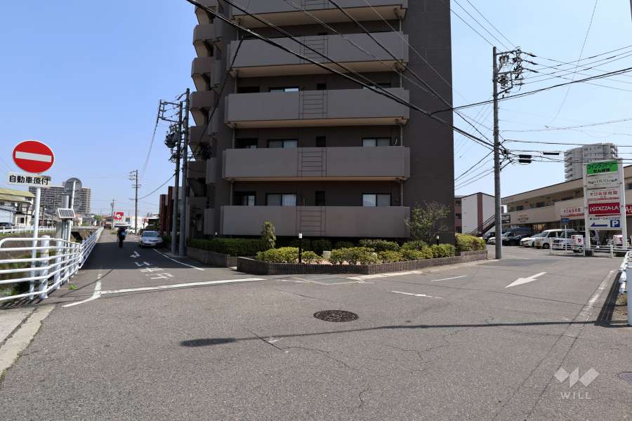 敷地西側と南側の前面道路（南西側から）
