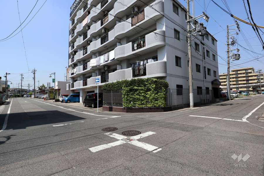 敷地南側と東側の前面道路（南東側から）