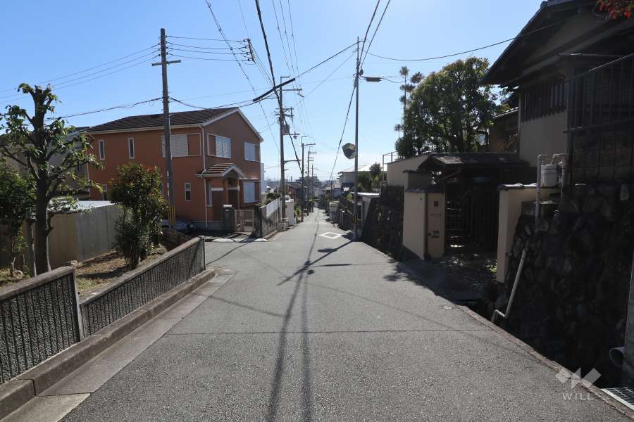 敷地西側の前面道路(北側から)