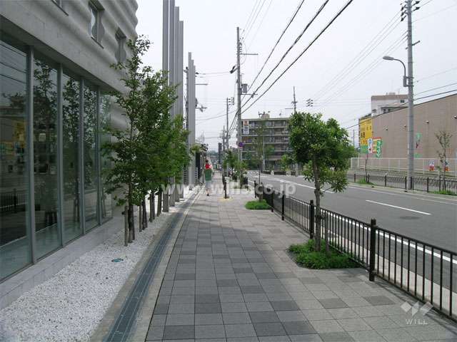北側の道路（突き当たりは『ロマンチック街道』です）