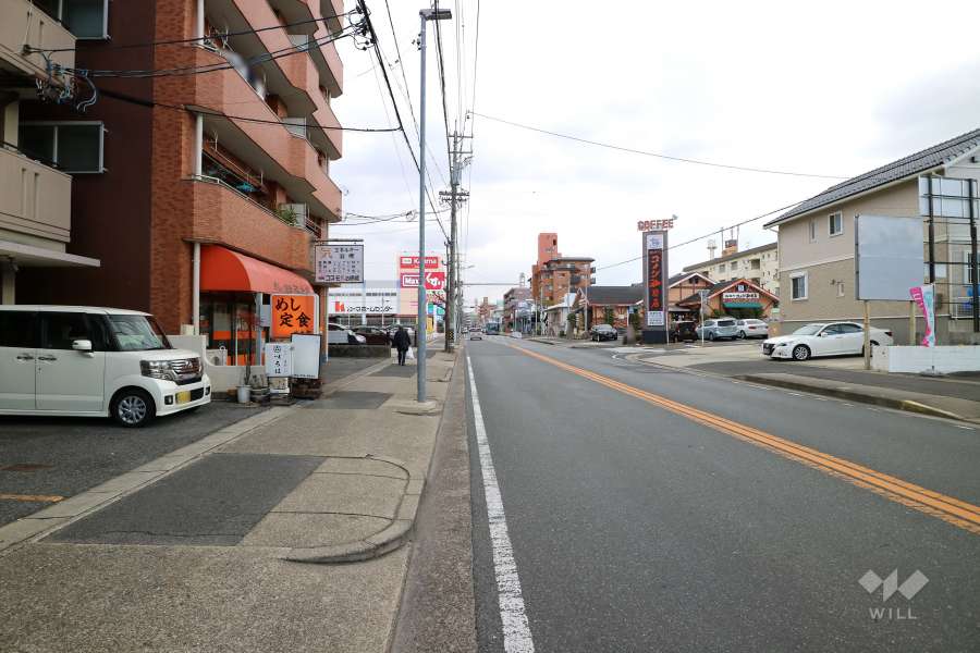 敷地南側の前面道路（西側から）