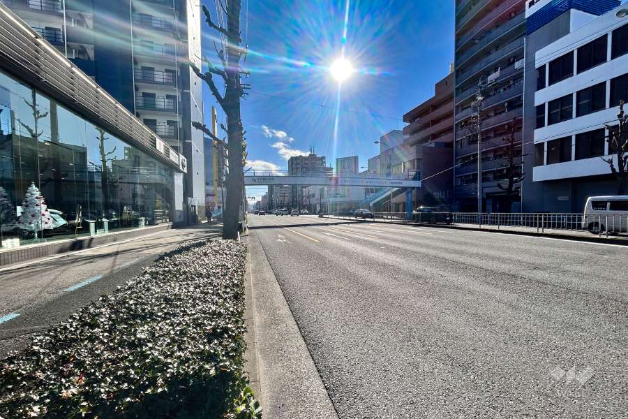 敷地西側の前面道路