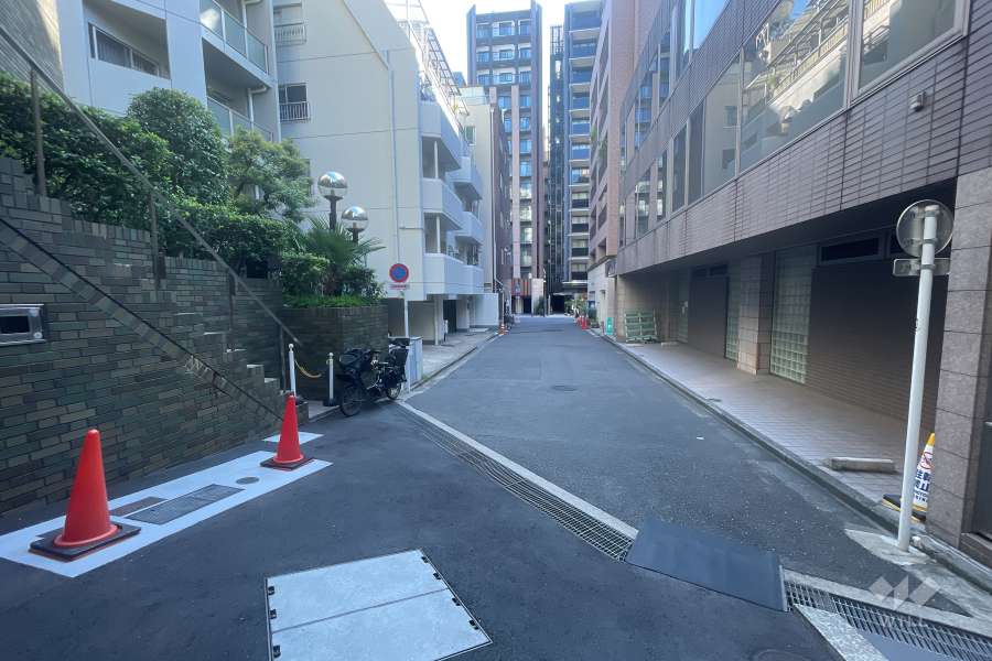 敷地南側の前面道路（西側から）