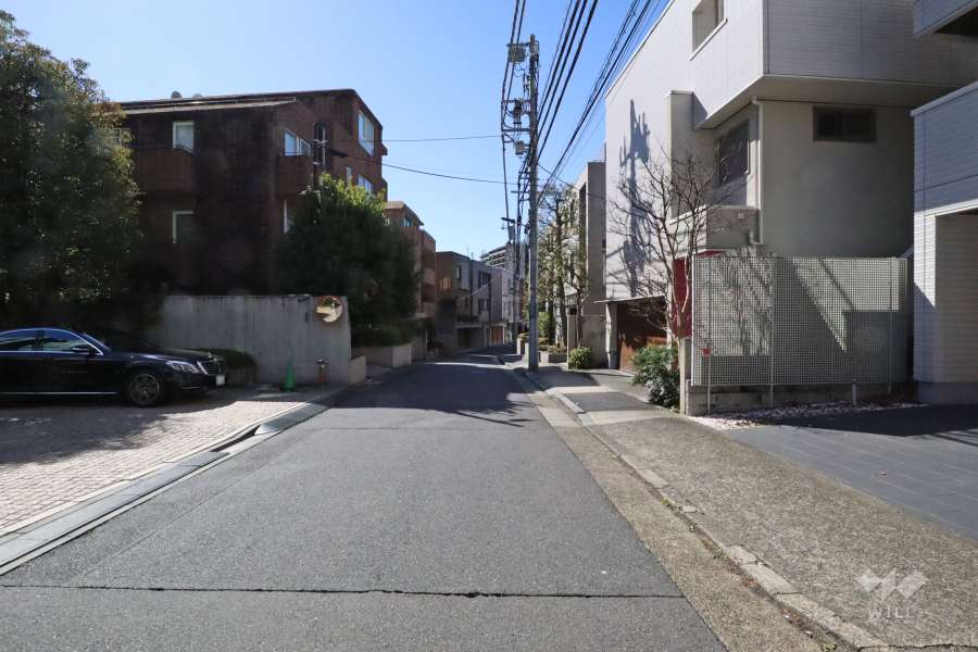 敷地西側の前面道路(北側から)