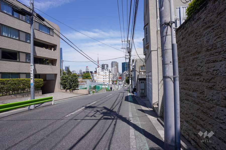 敷地北側の前面道路（西側から）