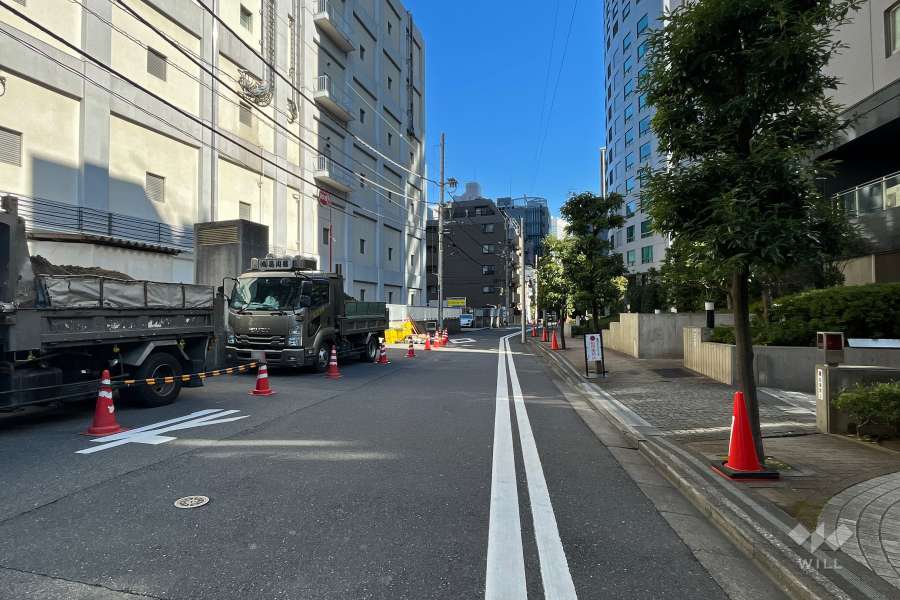 敷地北側の前面道路(西側から)