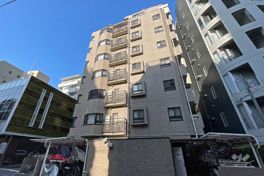 ライオンズマンション麻布十番南の外観（北東側から）