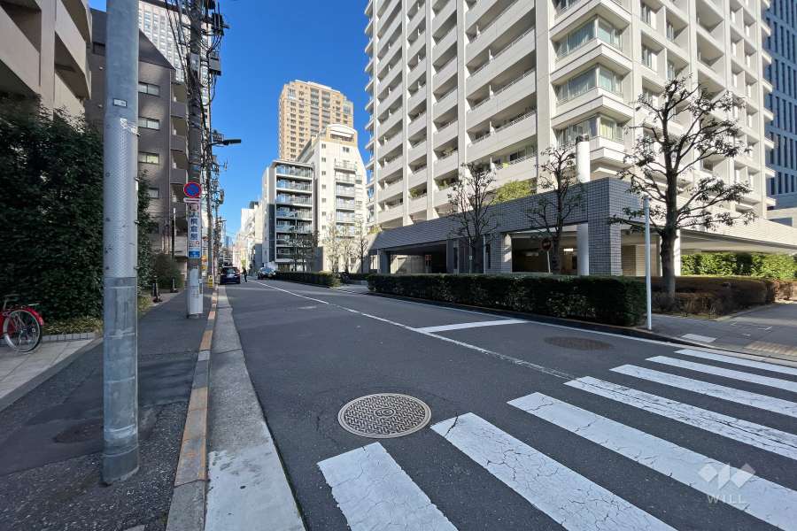 敷地の西側の前面道路(南側から)