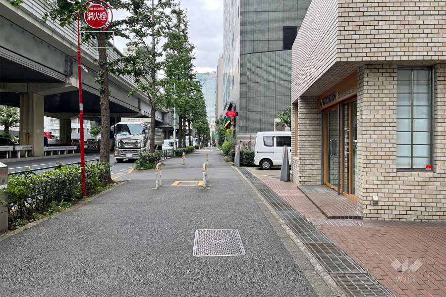敷地北側の前面道路（西側から）