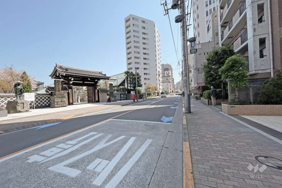 敷地東側の前面道路（北側から）