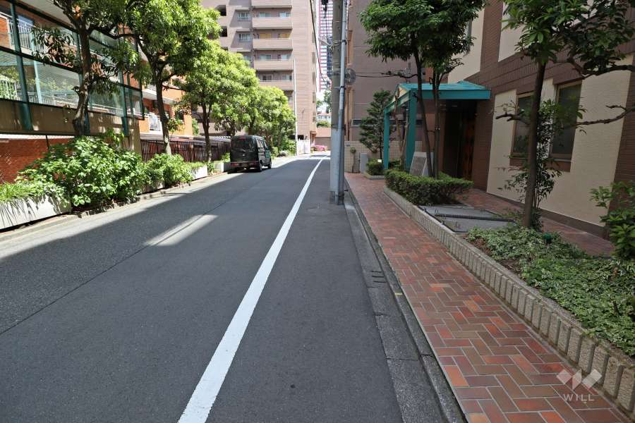 敷地北東側の前面道路（北西側から）