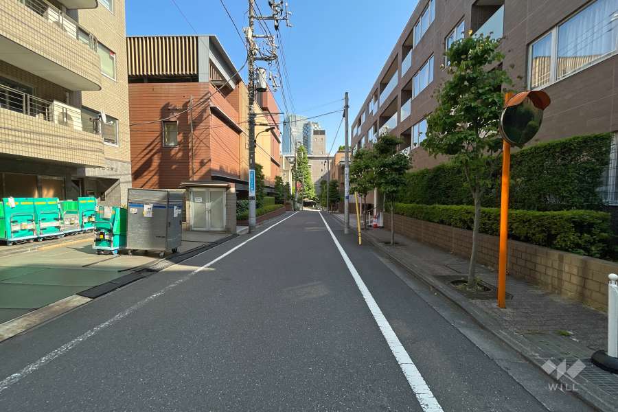 敷地東側の前面道路（北側から）