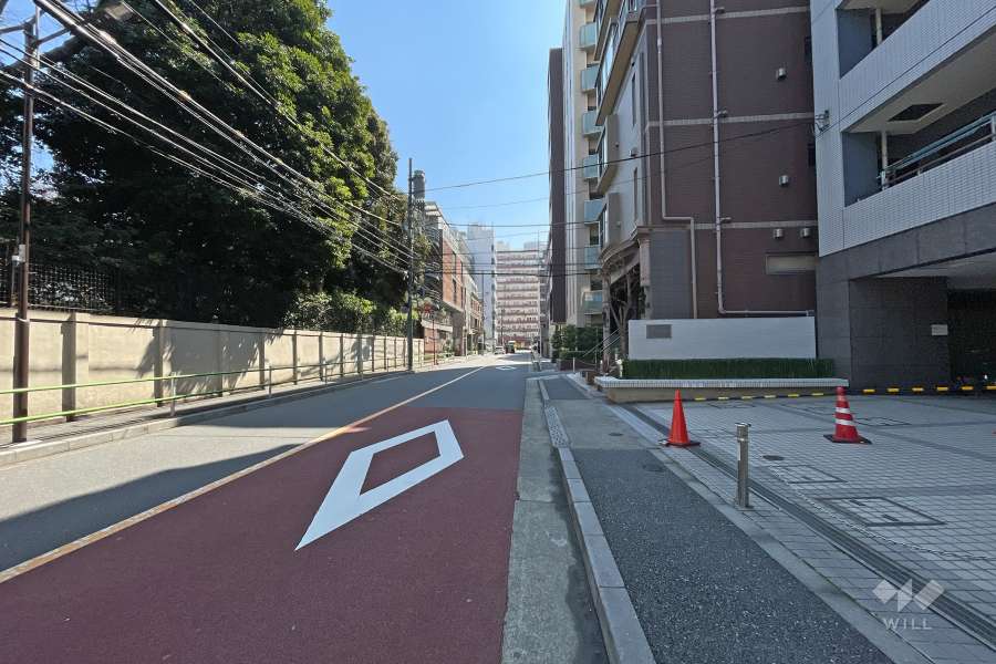 敷地北側の前面道路（西側から）