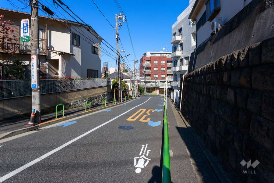 敷地東側の前面道路（南側から）