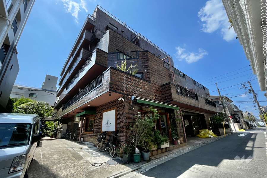 白金台桜苑マンションの外観(東側から）