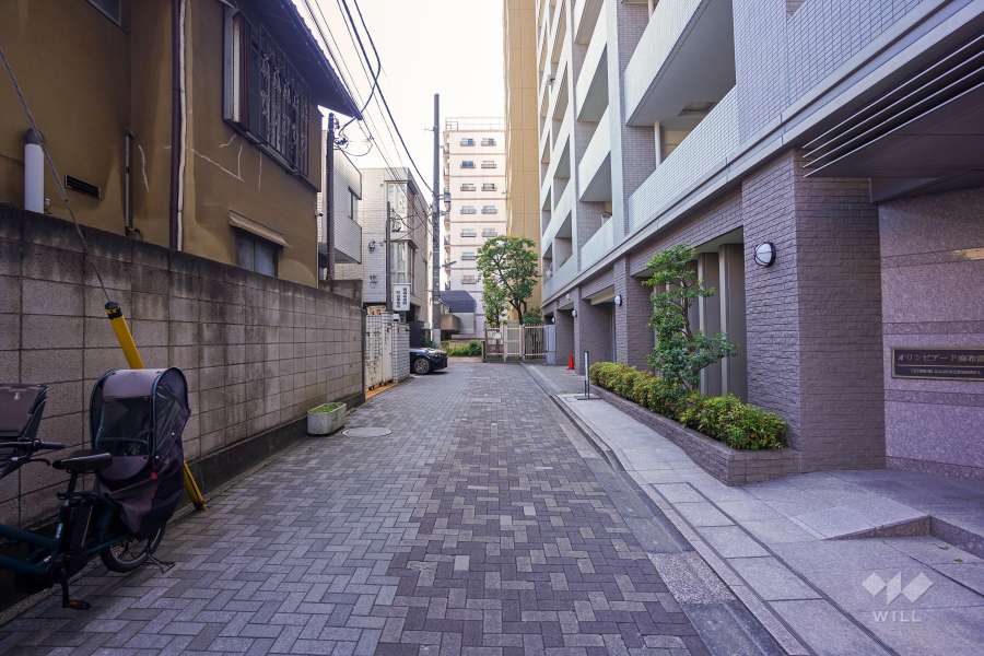 敷地南東側の前面道路（北東側から）