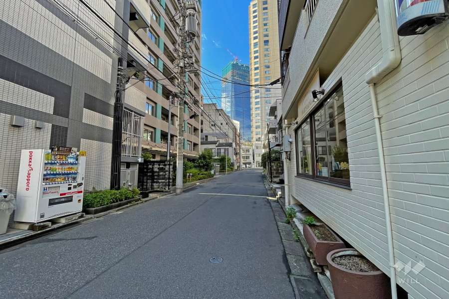 敷地東側の前面道路（南側から）