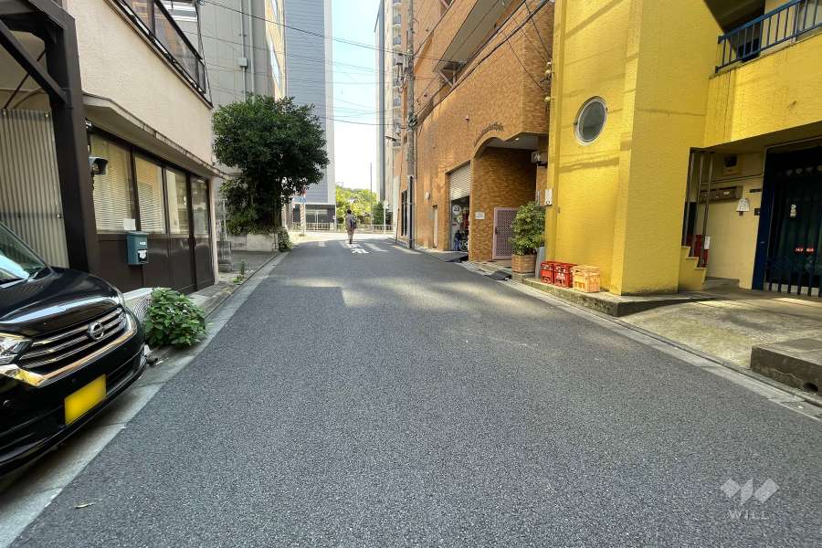 敷地北側の前面道路（西側から）