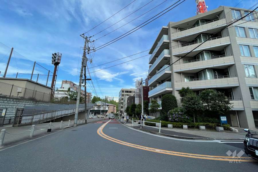 敷地北東側の前面道路（北西側から）
