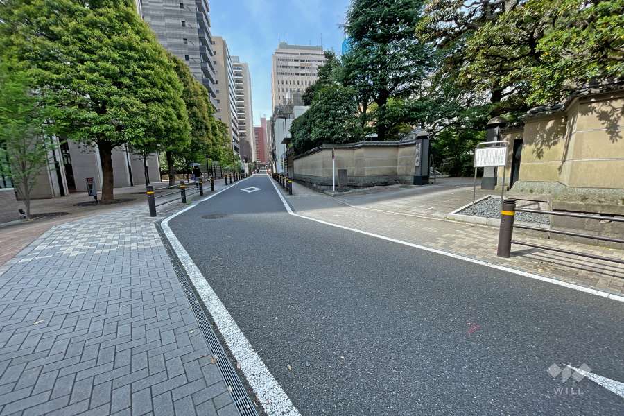 敷地西側の前面道路（北側から）