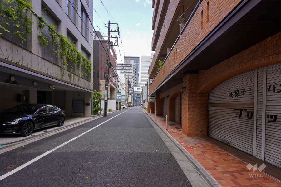 敷地南側の前面道路（東側から）
