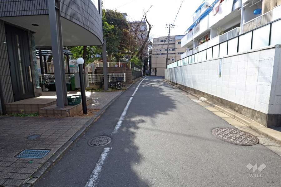 敷地東側の前面道路（北側から）