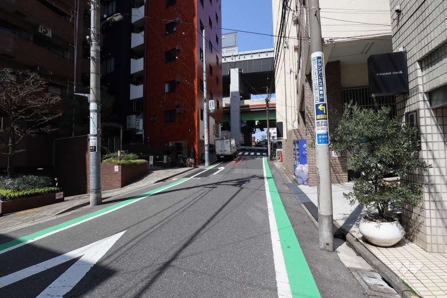 敷地東側の前面道路（南側から）