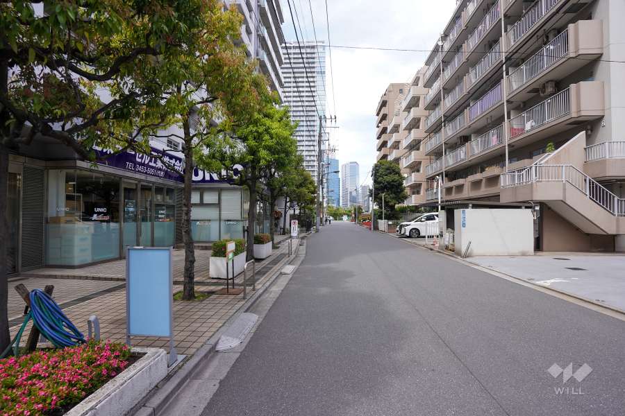 敷地東側の前面道路（南側から）
