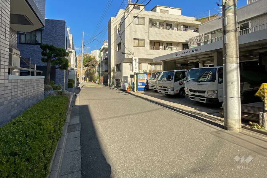 敷地東側の前面道路（南側から）