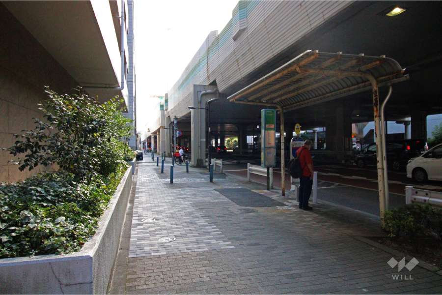 敷地北西側の前面道路（北東側から）