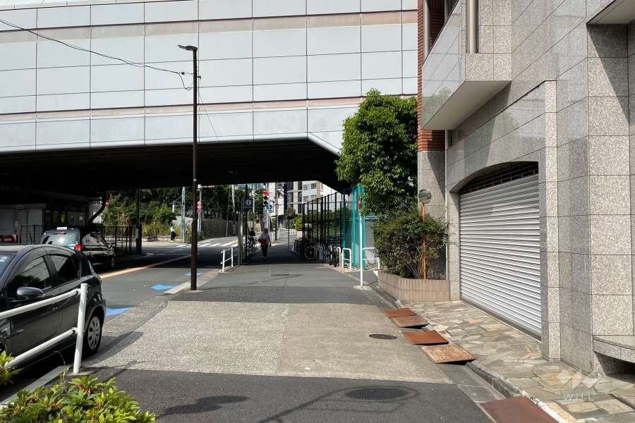 敷地の北西側前面道路（南西側から）