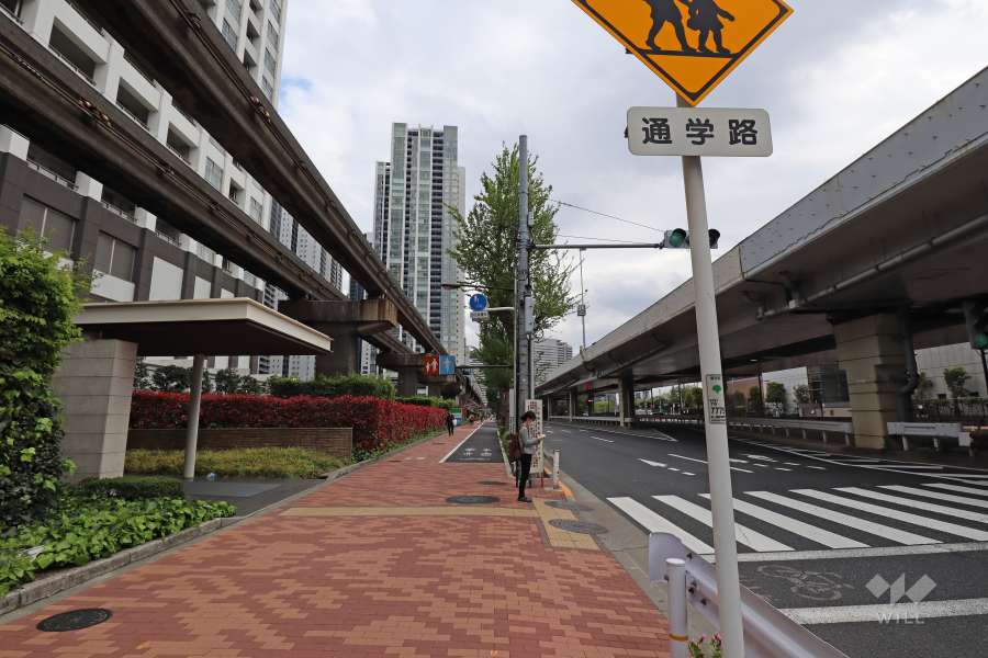 敷地西側の前面道路（北側から）
