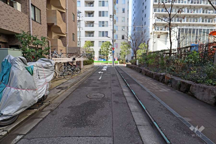 敷地北側の前面道路（西側から）