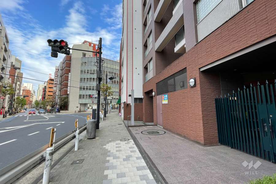 敷地の北側前面道路（西側から）