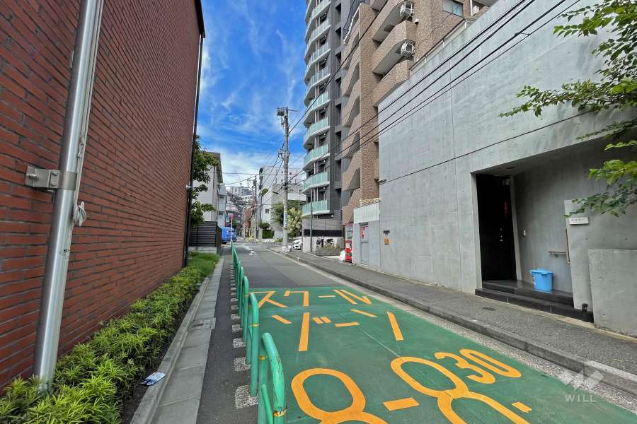 敷地西側の前面道路（南側から）