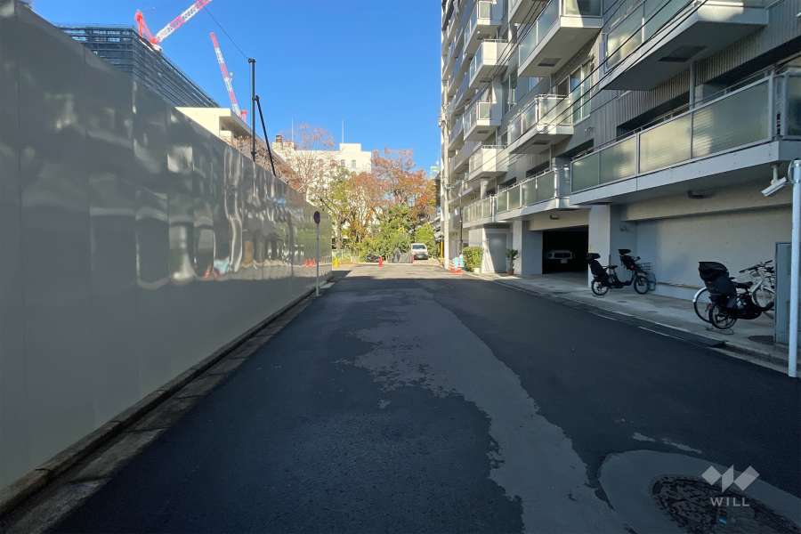 敷地の西側前面道路（南側から）