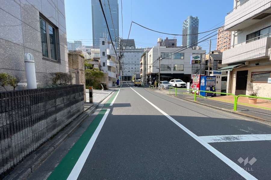 敷地北西側の前面道路（北東側から）