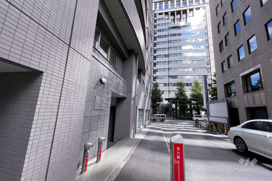敷地南側の前面道路（西側から）