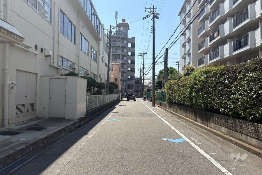 敷地東側の前面道路(北側から)