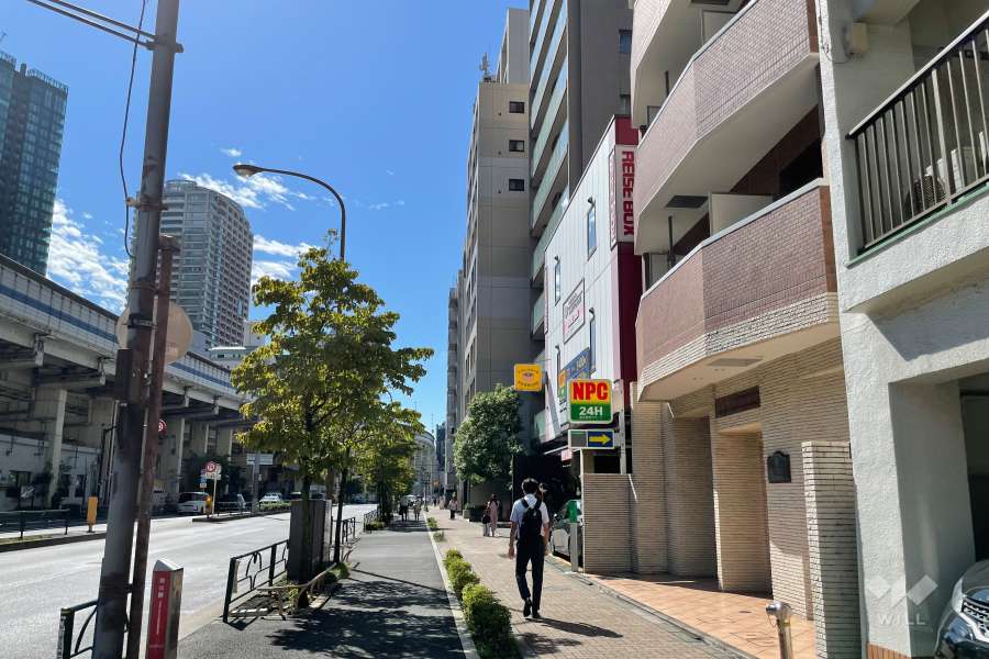 敷地の南側前面道路（東側から）