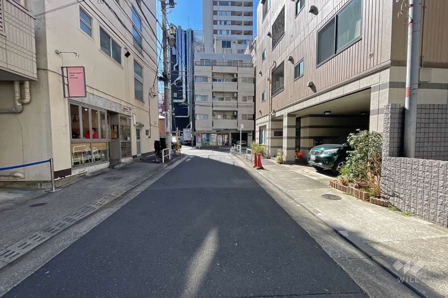敷地東側の前面道路（北側から）