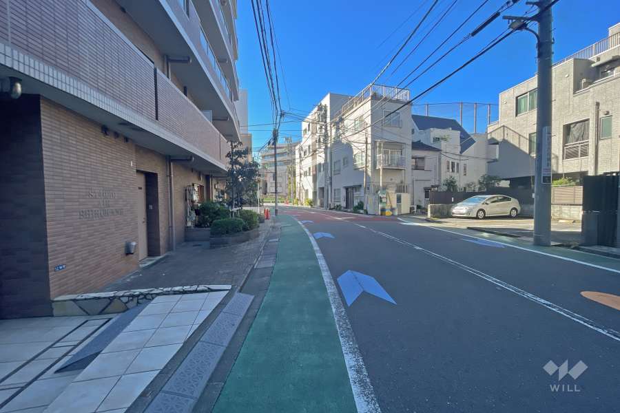 敷地西側の前面道路（北側から）