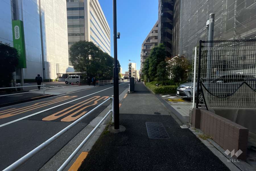 敷地の北側前面道路（西側から）